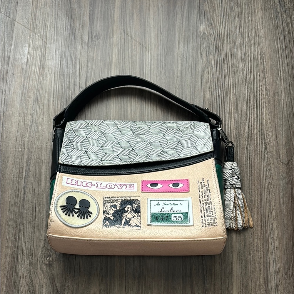 Min & Mon Beige and Gray Crossbody Bag